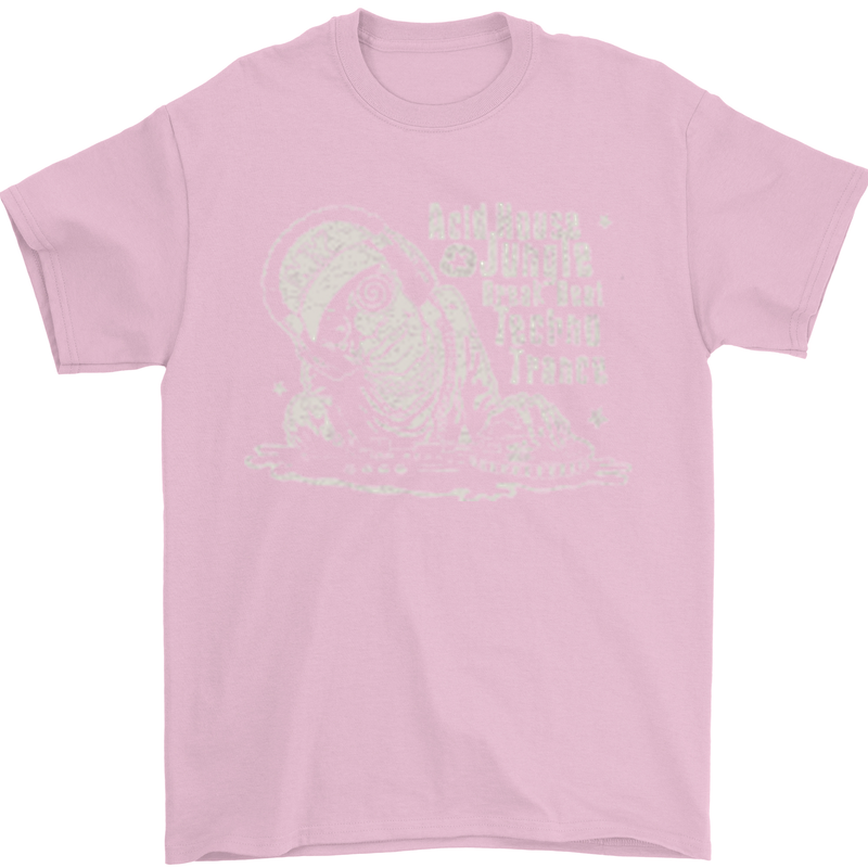 Twisted DJ Decks Vinyl DJing Acid House Mens T-Shirt Cotton Gildan Light Pink