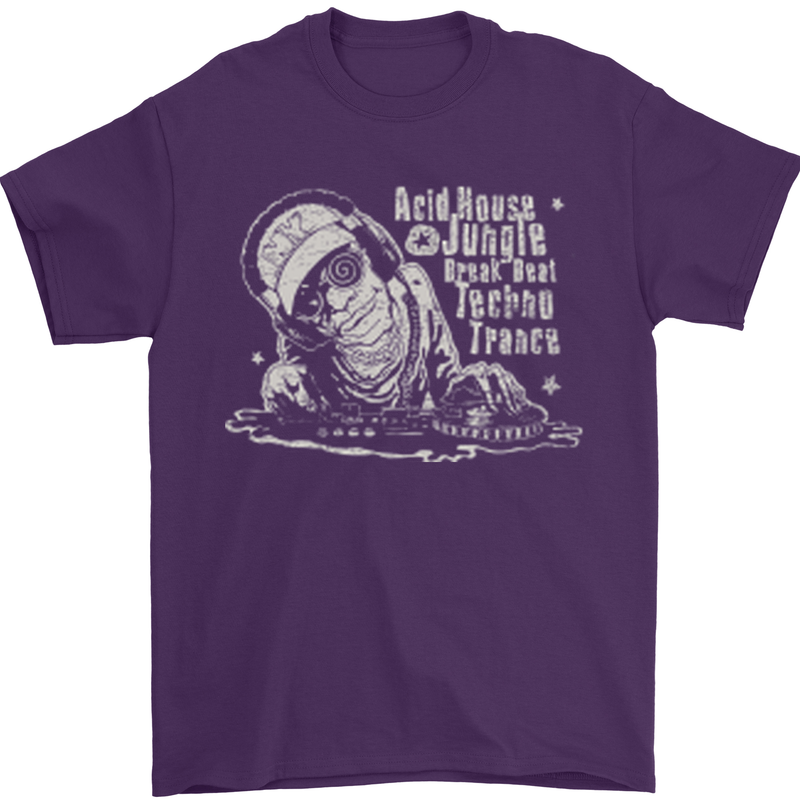 Twisted DJ Decks Vinyl DJing Acid House Mens T-Shirt Cotton Gildan Purple