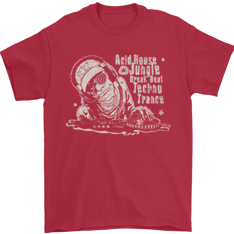 Twisted DJ Decks Vinyl DJing Acid House Mens T-Shirt Cotton Gildan Red