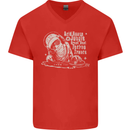 Twisted DJ Decks Vinyl DJing Acid House Mens V-Neck Cotton T-Shirt Red