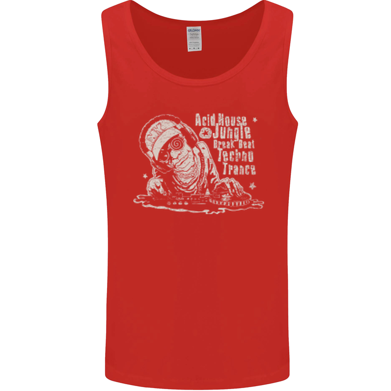 Twisted DJ Decks Vinyl DJing Acid House Mens Vest Tank Top Red