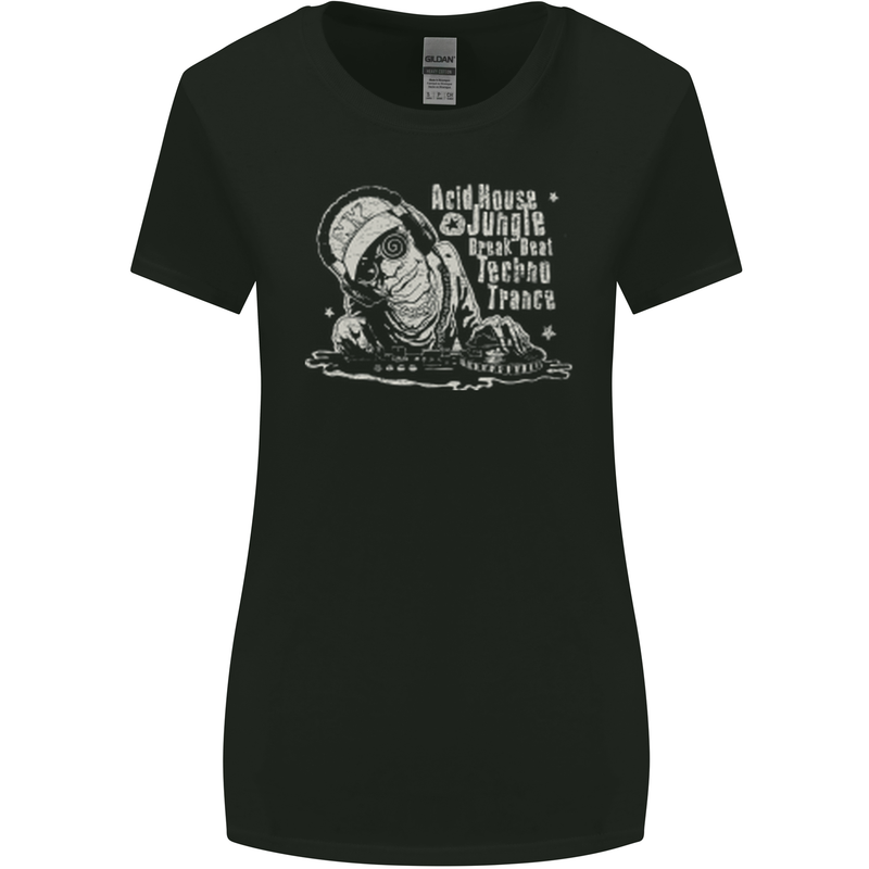 Twisted DJ Decks Vinyl DJing Acid House Womens Wider Cut T-Shirt Black