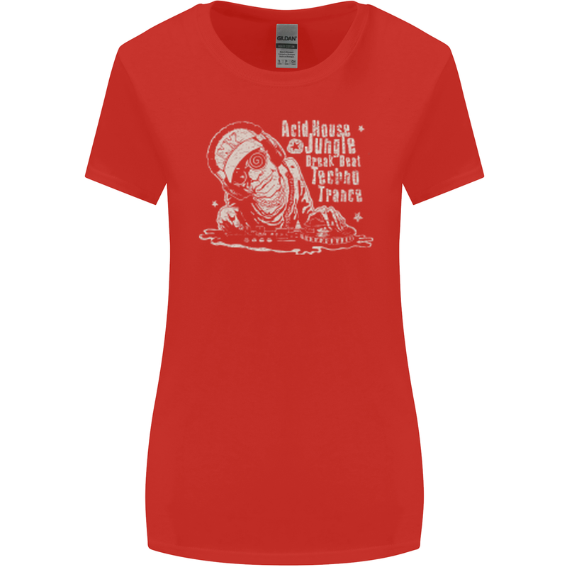Twisted DJ Decks Vinyl DJing Acid House Womens Wider Cut T-Shirt Red