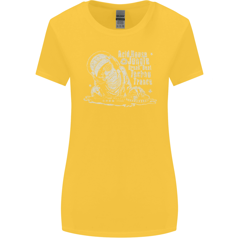 Twisted DJ Decks Vinyl DJing Acid House Womens Wider Cut T-Shirt Yellow