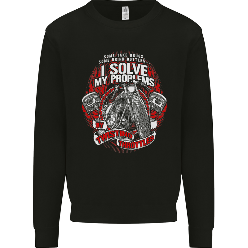 Twisting Throttles Biker Motorcycle Mens Sweatshirt Jumper Black
