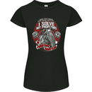 Twisting Throttles Biker Motorcycle Womens Petite Cut T-Shirt Black