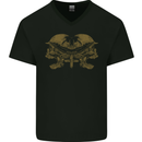 Two Army Skulls Gothic Biker Heavy Metal Rock Mens V-Neck Cotton T-Shirt Black