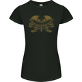Two Army Skulls Gothic Biker Heavy Metal Rock Womens Petite Cut T-Shirt Black