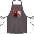 Two Colourful Chickens Watercolour Cotton Apron 100% Organic Dark Grey