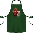 Two Colourful Chickens Watercolour Cotton Apron 100% Organic Forest Green