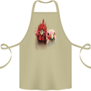Two Colourful Chickens Watercolour Cotton Apron 100% Organic Khaki
