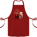 Two Colourful Chickens Watercolour Cotton Apron 100% Organic Maroon