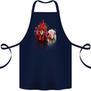Two Colourful Chickens Watercolour Cotton Apron 100% Organic Navy Blue