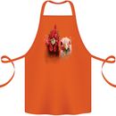 Two Colourful Chickens Watercolour Cotton Apron 100% Organic Orange