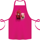 Two Colourful Chickens Watercolour Cotton Apron 100% Organic Pink