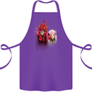 Two Colourful Chickens Watercolour Cotton Apron 100% Organic Purple