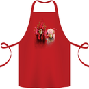 Two Colourful Chickens Watercolour Cotton Apron 100% Organic Red