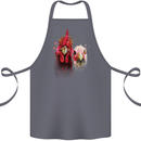 Two Colourful Chickens Watercolour Cotton Apron 100% Organic Steel