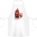 Two Colourful Chickens Watercolour Cotton Apron 100% Organic White