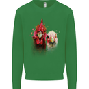 Two Colourful Chickens Watercolour Kids Sweatshirt Jumper Irish Green