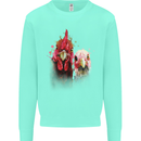 Two Colourful Chickens Watercolour Kids Sweatshirt Jumper Peppermint