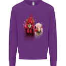 Two Colourful Chickens Watercolour Kids Sweatshirt Jumper Purple
