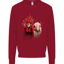 Two Colourful Chickens Watercolour Kids Sweatshirt Jumper Red
