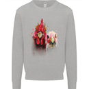 Two Colourful Chickens Watercolour Kids Sweatshirt Jumper Sports Grey