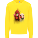 Two Colourful Chickens Watercolour Kids Sweatshirt Jumper Yellow