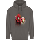 Two Colourful Chickens Watercolour Mens 80% Cotton Hoodie Charcoal