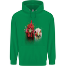 Two Colourful Chickens Watercolour Mens 80% Cotton Hoodie Irish Green