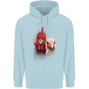Two Colourful Chickens Watercolour Mens 80% Cotton Hoodie Light Blue