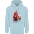 Two Colourful Chickens Watercolour Mens 80% Cotton Hoodie Light Blue