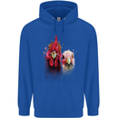 Two Colourful Chickens Watercolour Mens 80% Cotton Hoodie Royal Blue