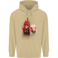Two Colourful Chickens Watercolour Mens 80% Cotton Hoodie Sand