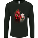 Two Colourful Chickens Watercolour Mens Long Sleeve T-Shirt Black