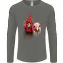 Two Colourful Chickens Watercolour Mens Long Sleeve T-Shirt Charcoal