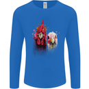 Two Colourful Chickens Watercolour Mens Long Sleeve T-Shirt Royal Blue