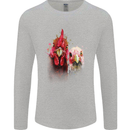 Two Colourful Chickens Watercolour Mens Long Sleeve T-Shirt Sports Grey