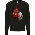 Two Colourful Chickens Watercolour Mens Sweatshirt Jumper Black