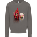 Two Colourful Chickens Watercolour Mens Sweatshirt Jumper Charcoal