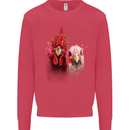 Two Colourful Chickens Watercolour Mens Sweatshirt Jumper Heliconia