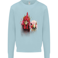 Two Colourful Chickens Watercolour Mens Sweatshirt Jumper Light Blue