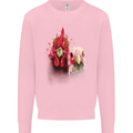 Two Colourful Chickens Watercolour Mens Sweatshirt Jumper Light Pink