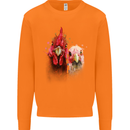 Two Colourful Chickens Watercolour Mens Sweatshirt Jumper Orange