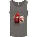 Two Colourful Chickens Watercolour Mens Vest Tank Top Charcoal