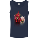 Two Colourful Chickens Watercolour Mens Vest Tank Top Navy Blue