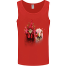 Two Colourful Chickens Watercolour Mens Vest Tank Top Red