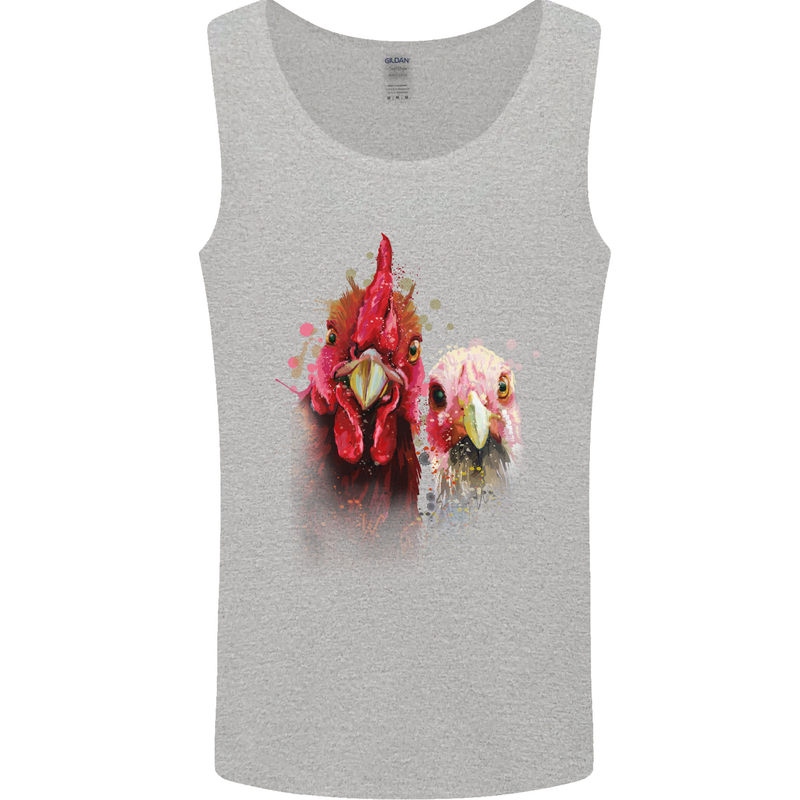 Two Colourful Chickens Watercolour Mens Vest Tank Top Sports Grey