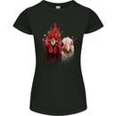Two Colourful Chickens Watercolour Womens Petite Cut T-Shirt Black